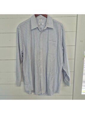 Saddlebred Men's Classic Fit Oxford Shirt 17-17.5 XL Blue Plaid Button-Down